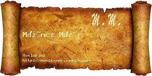 Müncz Mór névjegykártya